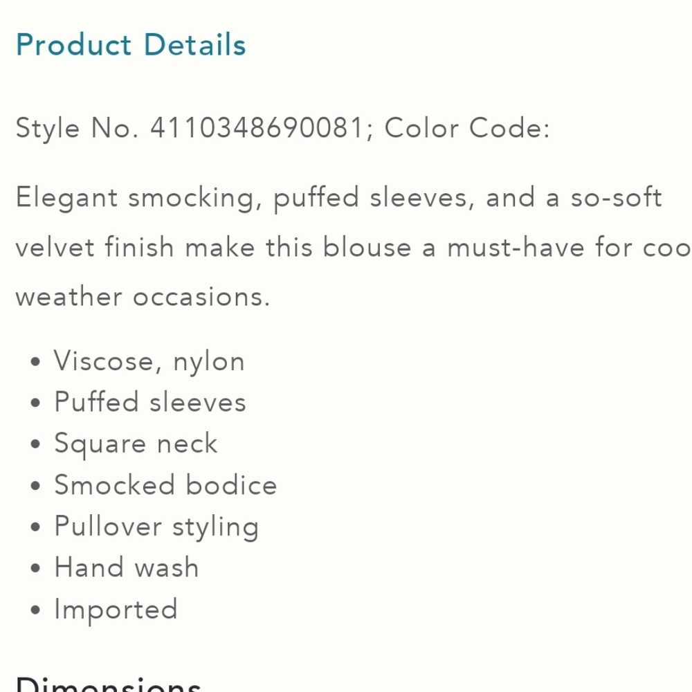 Smocked Velvet Balloon Sleeve Top - Picture 6 of 10